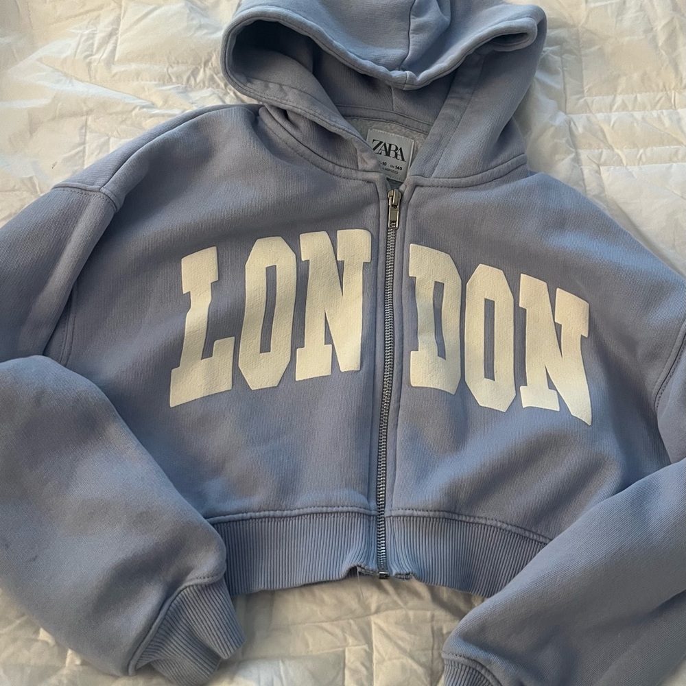 Zara Lavender Zip-Up with White London Print